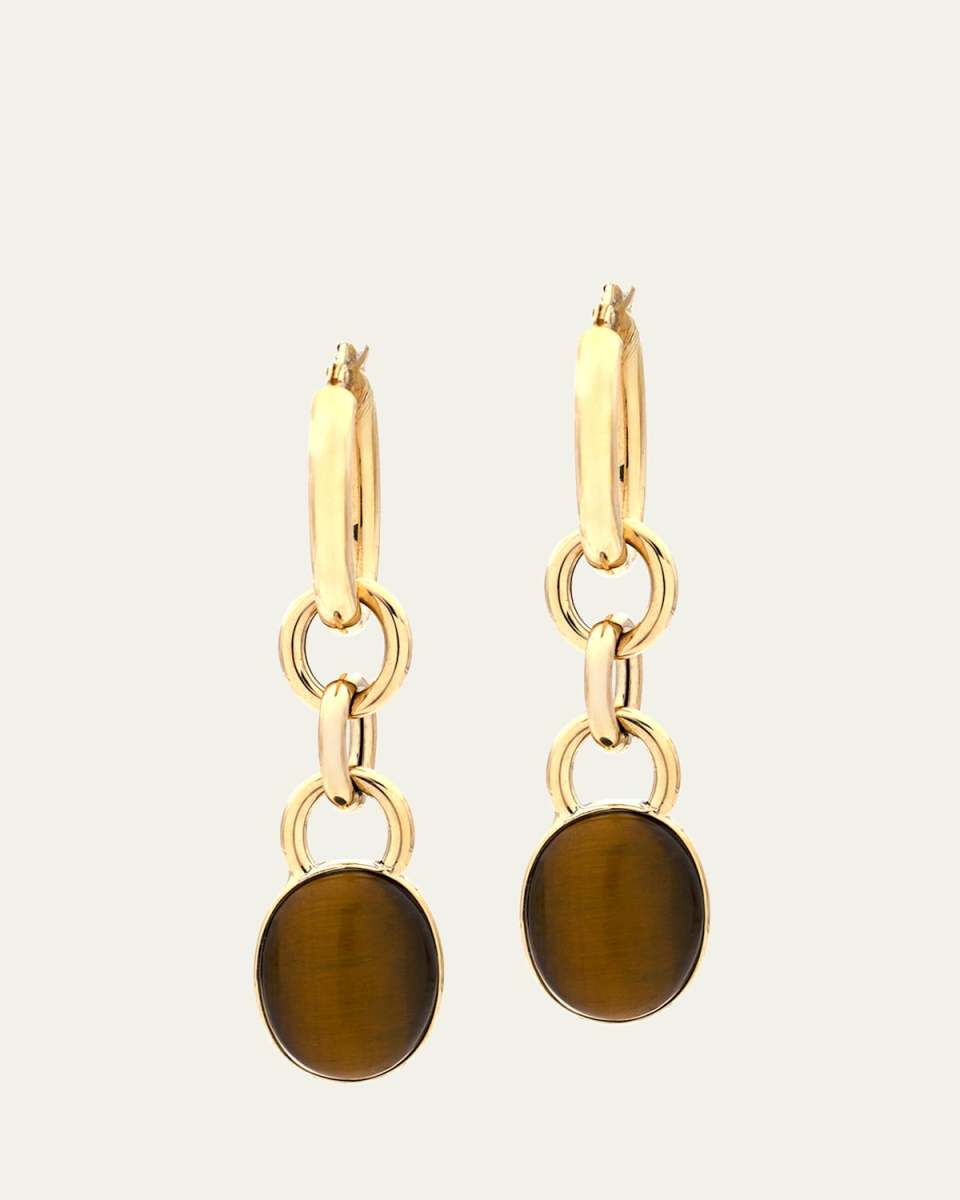Mama 18K Yellow Gold Tiger's Eye Drop Earrings